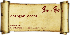 Zsingor Zseni névjegykártya